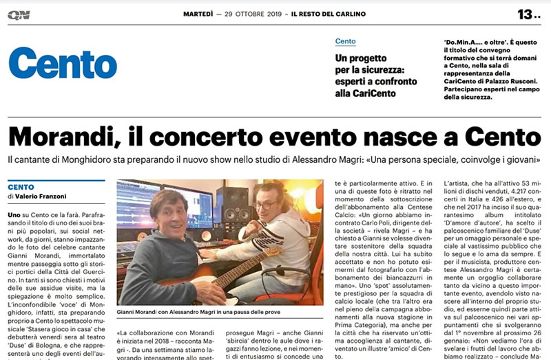 Morandi, il concerto evento nasce a Cento